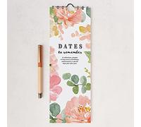 Calendario da parete con fiori floreali rosa e fiori perpetui.