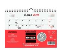 Finocam - Calendario Neutro Parete 16 Mesi 2025 2026 Mese Vista Settembre 2025 - Dicembre 2026 (16 mesi) Neutro Spagnolo