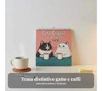 Calendario da parete Gatti e Caffè 2026, arte gatto carina, decor casa