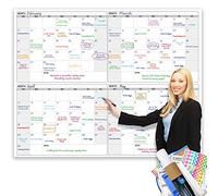 Calendario da parete jumbo laminato quattro mesi cancellabile a secco, 116,8 x 160 cm, enorme lavagna bianca laminata trimestrale cancellabile, planner gigante per 120 giorni per la famiglia, grande