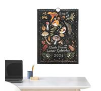 Calendario da parete lunare scuro - 2024 scuro calendario lunare decorazione da parete | calendario lunare 2024 foresta scura | calendario da parete artistico mensile lunare per casa, arte