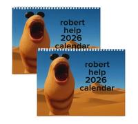 Calendario da parete Marcus The Worm 2026, Calendari da parete divertenti Robert Help Meme 2026, Decorazioni umoristiche per il soggiorno con planner familiare in carta da 12 mesi (2pcs)