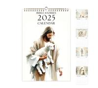 Calendario da parete mensile 2025 della Bibbia - Pianificatore di storie bibliche cristiane che funge da ispirazione decorativa per la casa e la scuola.