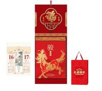 Calendario da parete per il capodanno cinese 2026, con personaggi dell'anno del cavallo e della fortuna, decorazioni creative per la casa, almanacco perpetuo ispessito(W)