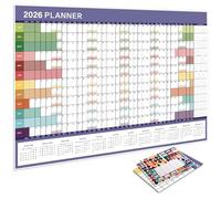 Calendario da parete per l ' anno completo 2026 con etichette appese trasparenti Panoramica annuale Pagine messa a fuoco mensili per calendario cartaceo per casa, scuola e ufficio
