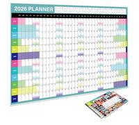 Calendario da parete per l ' anno completo 2026 con etichette appese trasparenti Panoramica annuale Pagine messa a fuoco mensili per calendario cartaceo per casa, scuola e ufficio