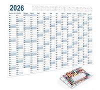 Calendario da parete per l ' anno completo 2026 con etichette appese trasparenti Panoramica annuale Pagine messa a fuoco mensili per calendario cartaceo per casa, scuola e ufficio