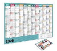 Calendario da parete per l ' anno completo 2026 con etichette appese trasparenti Panoramica annuale Pagine messa a fuoco mensili per calendario cartaceo per casa, scuola e ufficio
