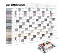 Calendario da parete per l ' anno completo 2026 con etichette appese trasparenti Panoramica annuale Pagine messa a fuoco mensili per calendario cartaceo per casa, scuola e ufficio