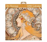 Calendario da parete quadrato 2026 in stile Liberty, planner mensile con opere classiche di Alphonse Mucha, Georges de Feure, Verneuil, Rhead & More