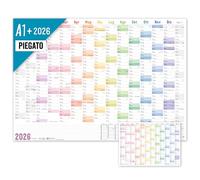 =Calendario da parete XXL 2026 A1+ in italiano (89x63 cm) [Arcobaleno] 15 mesi nov 2025 - gen 2027 - piegato - gratuito planner annuale A4 - sostenibilie e climaticamente neutrale