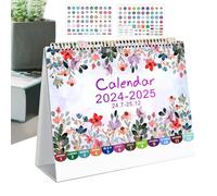 Calendario da scrivania 2025, calendario da scrivania 2024-2025 | Calendario da scrivania da luglio 2024 a dicembre 2025 con adesivi per pianificatore, calendario da scrivania 2025 20,3 x 19,8 cm con