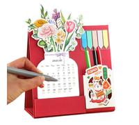 Calendario da scrivania 2025 con note adesive, tipo di inserimento di carte, calendario da scrivania decorativo in piedi, portapenne calendario staccabile per posto di lavoro, calendario da scrivania