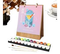 Calendario da scrivania 2026 - Calendario da colorare per bambini | Agenda creativa con 12 diversi dipinti a mano dipinti a olio per adulti e bambini per casa, scrivania o classe scolastica