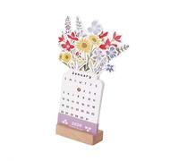 Calendario da scrivania 2026 con base in legno, mini calendario mensile creativo rimovibile a forma di vaso, per casa, ufficio, scuola