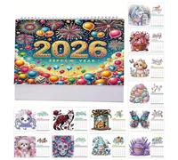Calendario da scrivania 2026, decorazione con dipinti con diamanti, calendario da scrivania 2026 con disegni con diamanti sintetici, planner mensile e decorazione da tavolo scintillante per casa