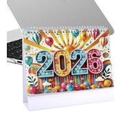 Calendario da scrivania 2026, Gem Art Painting Tabletop Calendars, 12-Month Planner from Jan to Dec 2026, Compact Ideal for Travel Planning, School, Meetings, Team Coordination, Personal Goal Tracking