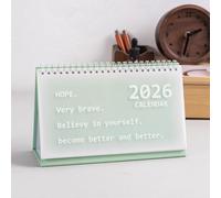 Calendario da scrivania 2026, in piedi, 2026, 20 x 7,9 x 13 cm, pagine per memorandum, con rilegatura a spirale, design semplice, pianificatore mensile (verde)