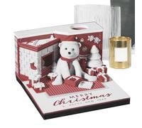 Calendario da scrivania 3D 2025, rimovibile con blocco note, orso natalizio, calendario con note adesive a LED, D