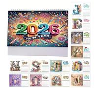 Calendario Da Scrivania | Calendario Con Strass Arte 2026 Agenda Per Scrivania | Per Decor Casa Per Natale Camera Famiglia Insegnante Bambini Scuola Pianificazione Ufficio Festa
