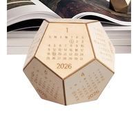 Calendario da scrivania con dodecaedro, 12 x 10 x 4,6 cm, organizer da scrivania in legno, calendario mensile, display compatto ed elegante, ideale per colleghi di ufficio, Natale, dipendenti