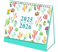 Calendario da scrivania, da gennaio 2025 a giugno 2026, mensile, giornaliero, calendario accademico per scuola, ufficio, casa, doppio filo (Cactus-2025-2026)
