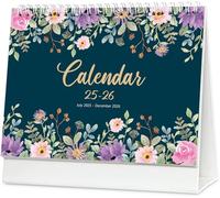 Calendario da scrivania, da luglio 2025 a dicembre 2026, mensile, giornaliero, calendario accademico per scuola, ufficio, casa, doppio filo, 21,8 x 17 cm (E)