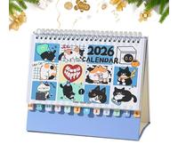 Calendario da scrivania per gatti 2026, planner artistico con spirale - calendario da 12 mesi, per scrivania pianificazione pianificazione decorazione organizzazione casa scuola stanza
