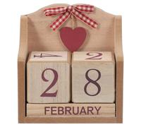 Calendario Da Scrivania Perpetuo In Legno Con 5 E Cuore, Naturale