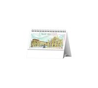 Calendario da tavolo 2024 acquerello con le città italiane 19x15 calendario 2024 made in Italy prodotto da maestri artigiani con festività santi organizer scrivania