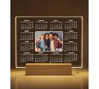 Calendario da tavolo 2026 in plex con base luminosa, personalizzabile con foto, 12 mesi, ideale per natale, san valentino, festa dei nonni, papà, mamma, per ufficio o casa