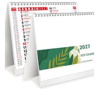 Calendario da Tavolo 2027 con Feste Settimane Lune e Santi con Numeri Grandi - Perfetto per casa e ufficio - Calendario ECOLOGICO Certificato FSC® Mix FSC-C107715 - BV-COC-011221-1 PZ