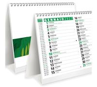 Calendario da Tavolo 2027 con Feste Settimane Lune e Santi con Numeri Grandi - Perfetto per casa e ufficio - Calendario ECOLOGICO Certificato FSC® Mix FSC-C107715 - BV-COC-011221 (Colore VERDE)