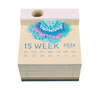 Calendario da tavolo 3D, Calendario da tavolo con luce LED 3D, intagliato in carta, 2026, multicolore(Blue)