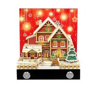 Calendario da tavolo Blocco note con calendario 3D 2026 Shark Paper Art calendari da 52 settimane Arredamento vintage per ufficio(Christmas House)