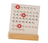 Calendario da tavolo Calendario con blocco di legno e 3 anelli for la registrazione della data for l'ufficio domestico Arredamento vintage per ufficio(White)