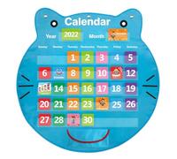 Calendario da Tavolo con Tasche,Calendario a Testa di Gatto con Carte per Aula,Lavagna Educativa per Apprendimento e Decorazione | Materiale per Asilo e Scuola Primaria Maestri Bambini