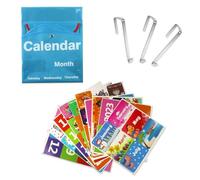 Calendario da Tavolo con Tasche, Calendario a Testa di Gatto con Carte per Aula, Tavola Didattica Decorativa per Insegnanti Bambini Educazione Elementare Asilo Studio Casa Camera da Letto