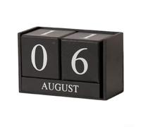Calendario da tavolo in legno, con blocchi, data e mese, stile vintage, adatto per bar, ristoranti, uffici o decorazioni per la casa (nero)