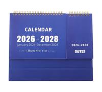 Calendario da Tavolo Inglese 2026-2028 con Spirale e Base Blu | Carta e Metallo, Scrittura Pulita e Visione Ampia, per Studenti, Casa, Progetti e Scadenze