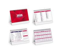 Calendario da tavolo scrivania uffico Olandese 2026 santi e lune festività internazionali cm19x45 (Midi Table Rosso)