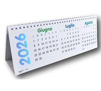 Calendario da Tavolo Trittico 2026, 3 Mesi a Vista, Formato 10x30 cm, Design Colorato con Mese Corrente al Centro