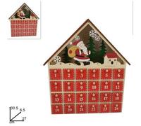Calendario d'Avvento forma Casetta in Legno con luci Led h 30,5 cm Saldo