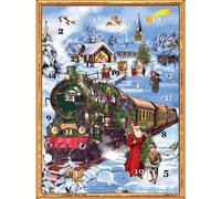 Calendario de Adviento alem n con tren navide o y escena nevada