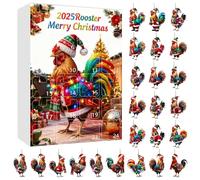 Calendario De Adviento - Colgante De Gallo En Acrílico 2D | 24 Compartimentos, Calendario De Cuenta Atrás Para Navidad Adviento De Gallo Árbol De Navidad Año Nuevo Colección Vacaciones Granja Hogar
