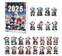 Calendario de Adviento de Panda de Navidad - Conjunto de Acrílicos 2D 24 Días | Colgantes de Animales para Niños, Ventanas, Coche, Puerta, Mochila, Fiesta, Porche, Decoración Navideña