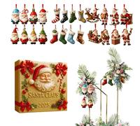Calendario de cuenta regresiva de Navidad - Ornamento 2D acrílico Santa, 24 días de colgantes Calendario de adviento para la fiesta de invierno Home Decoración interior