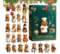 Calendario De-ll'Avvento Capibara 2025 - Ornamento Natalizio Del Capibara Con Conto Alla Rovescia Di 24 Giorni | Calendario De-ll'Avvento Di Natale Con Figure Giocattolo In Acrilico 2D Per La Casa (D)