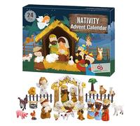 Calendario De-ll'Avvento della Natività 2024, Figurine della Scena del Presepe da 25 Giorni, Calendario del Conto Alla Rovescia di Natale, Set da Collezione Decorativo del Presepe di Gesù, per Bambini