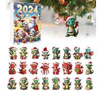 Calendario de-ll'Avvento di Natale 2024-2024 Calendario per il conto alla rovescia di Natale Baby Dragon,ornamento natalizio Baby Dragon, figurine di draghi colorati Decorazioni natalizie 24 giorni